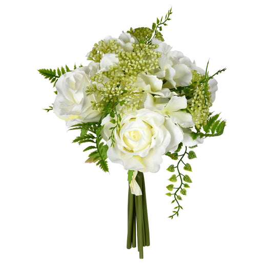 Vickerman 12'' Artificial White Rose Bouquet Pack of 2