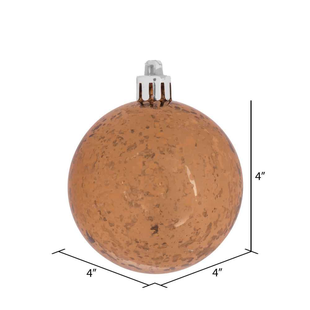 Vickerman 4" Mocha Shiny Mercury Ball Ornament 6 per Bag.
