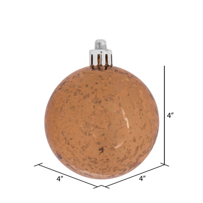 Vickerman 4" Mocha Shiny Mercury Ball Ornament 6 per Bag.