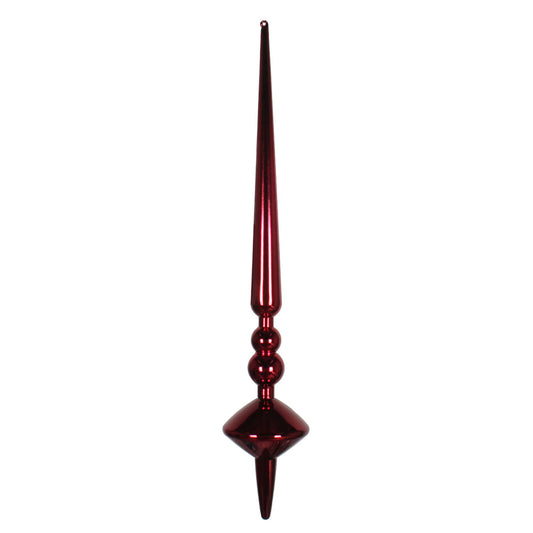 Vickerman 18" Wine Shiny Cupola Finial. This long finial ornament adds depth and texture to any holiday decorating project. Made with shatterproof plastic.