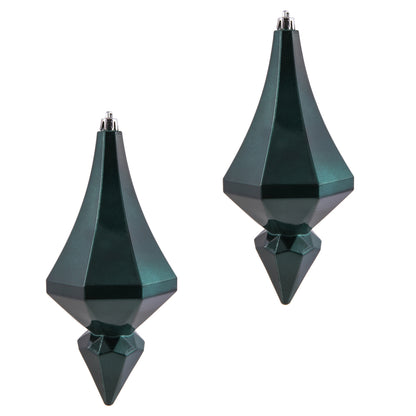 Vickerman 8" Sea Blue Candy Finish Diamond Finial Ornament Pack of 2