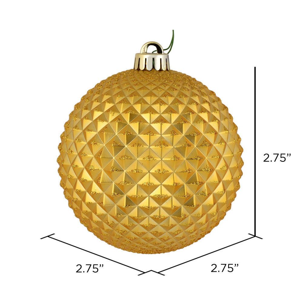 Vickerman 2.75" Honey Gold Durian Glitter Ball Ornament 12 per Bag