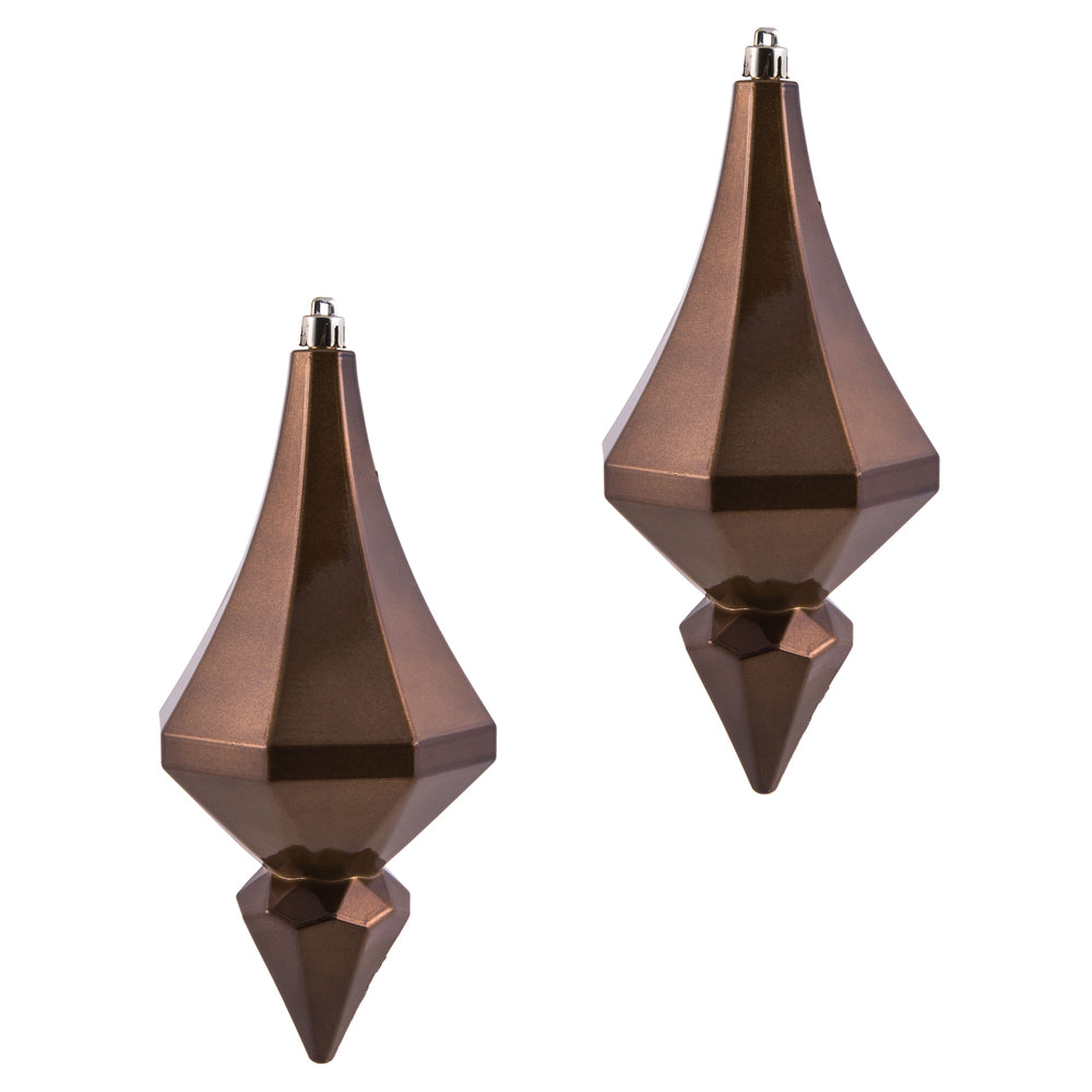 Vickerman 8" Mocha Candy Finish Diamond Finial Ornament Pack of 2