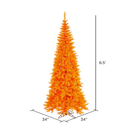 Vickerman 6.5' Orange Fir Slim Artificial Christmas Tree Orange  Dura-lit LED Lights