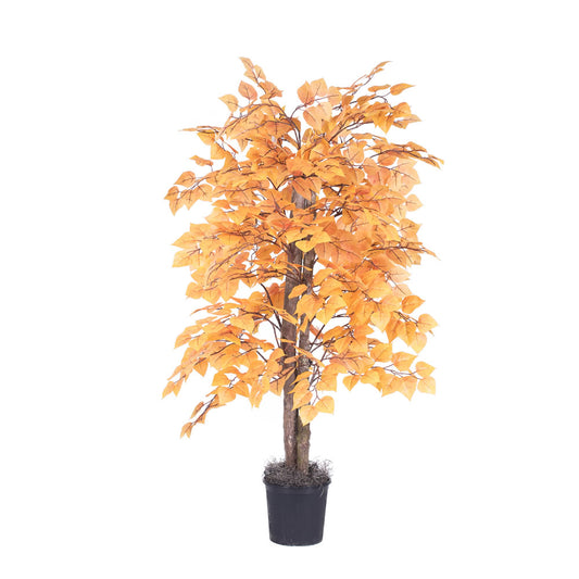 Vickerman 4' Artificial Golden Aspen Bush Black Plastic Pot.