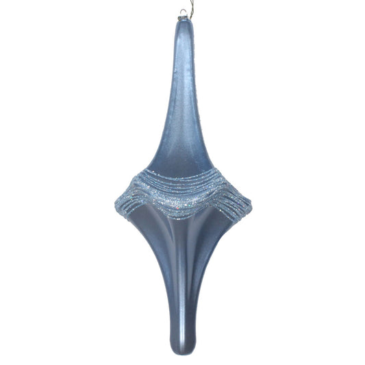 Vickerman 12" Periwinkle Candy Glitter Drop Ornament. This ornament is the perfect addition to any holiday decorating project. Each ornament features a drilled cap with threaded wire for easy decorating.