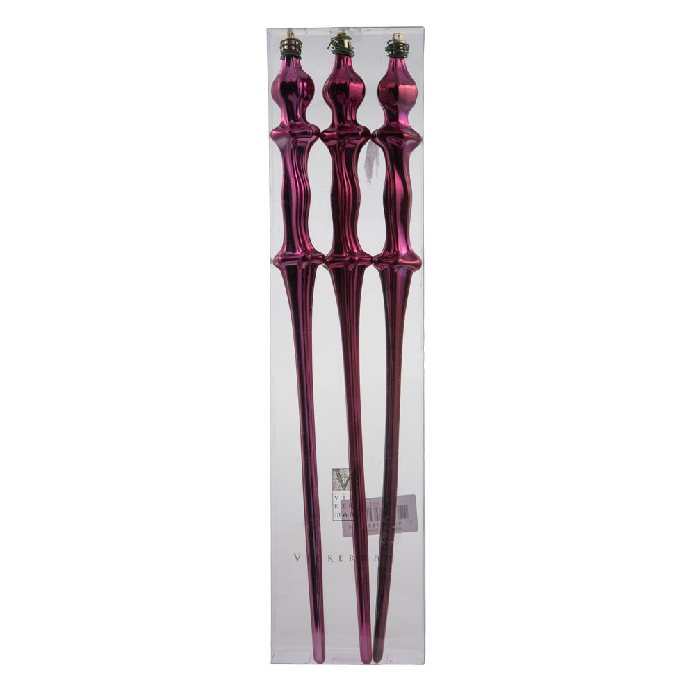 Vickerman 15.7" Berry Red Shiny Icicle 3/Bx