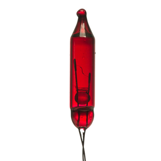 Vickerman Red Glass Incandescent Mini Bulb with Pinched Base, 2.5 Volt 200mA, 50/Bag