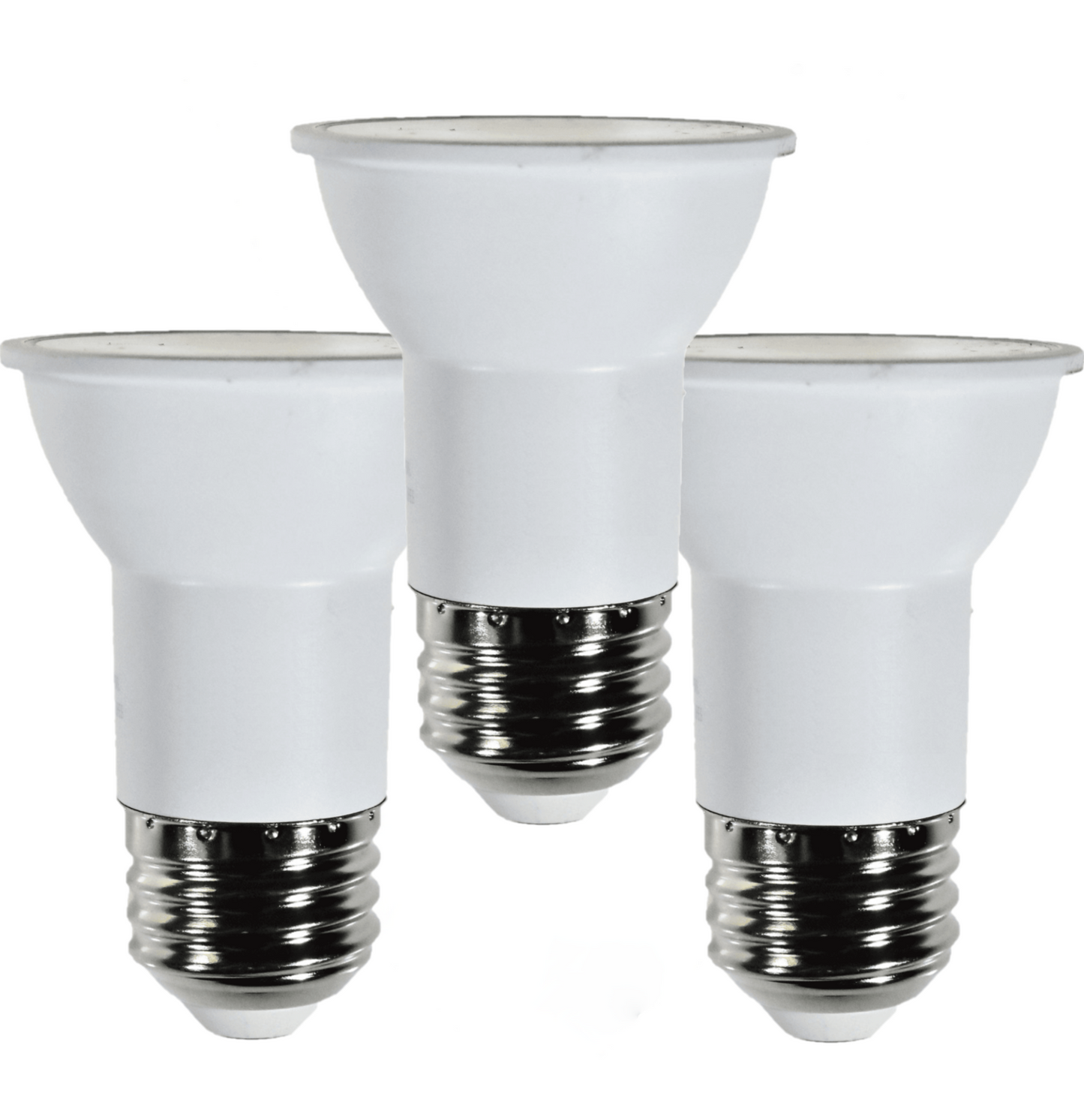 Damar PAR16 LED Long Neck Flood Light Bulb 6.5W 500 Lumen E26 Medium Base 5000K Bright White Ideal for Track & Recessed Spot Light Bulbs 120V CRI80 40° Beam Angle Dimmable White Finish Pack of 3