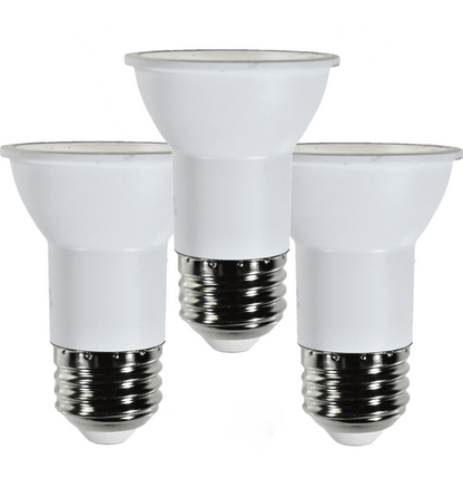 Damar PAR16 LED Long Neck Flood Light Bulb 6.5W 500 Lumen E26 Medium Base 5000K Bright White Ideal for Track & Recessed Spot Light Bulbs 120V CRI80 40° Beam Angle Dimmable White Finish Pack of 3