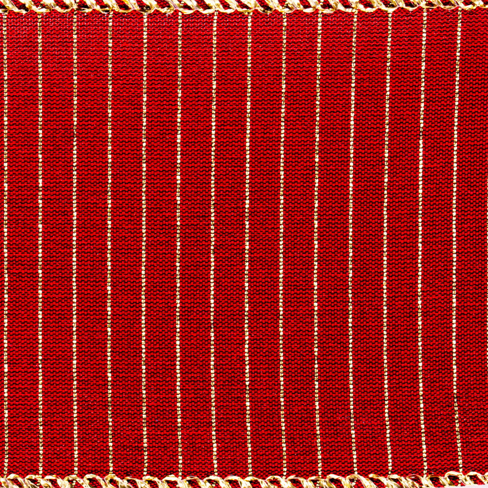 Vickerman 2.5" x 10 Yards Red with Gold Stripes Ribbon