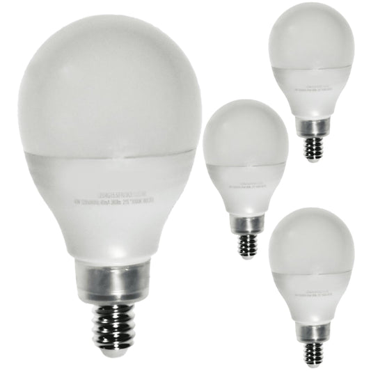 Damar- G15.5 LED Light Bulb Frosted Globe Shape Dimmable 4W 360 Lumens E12 Candelabra Base 3000K Soft White Pack of 4- Small Short Round Lamp for Chandelier Vanity Ceiling Fan Pendant