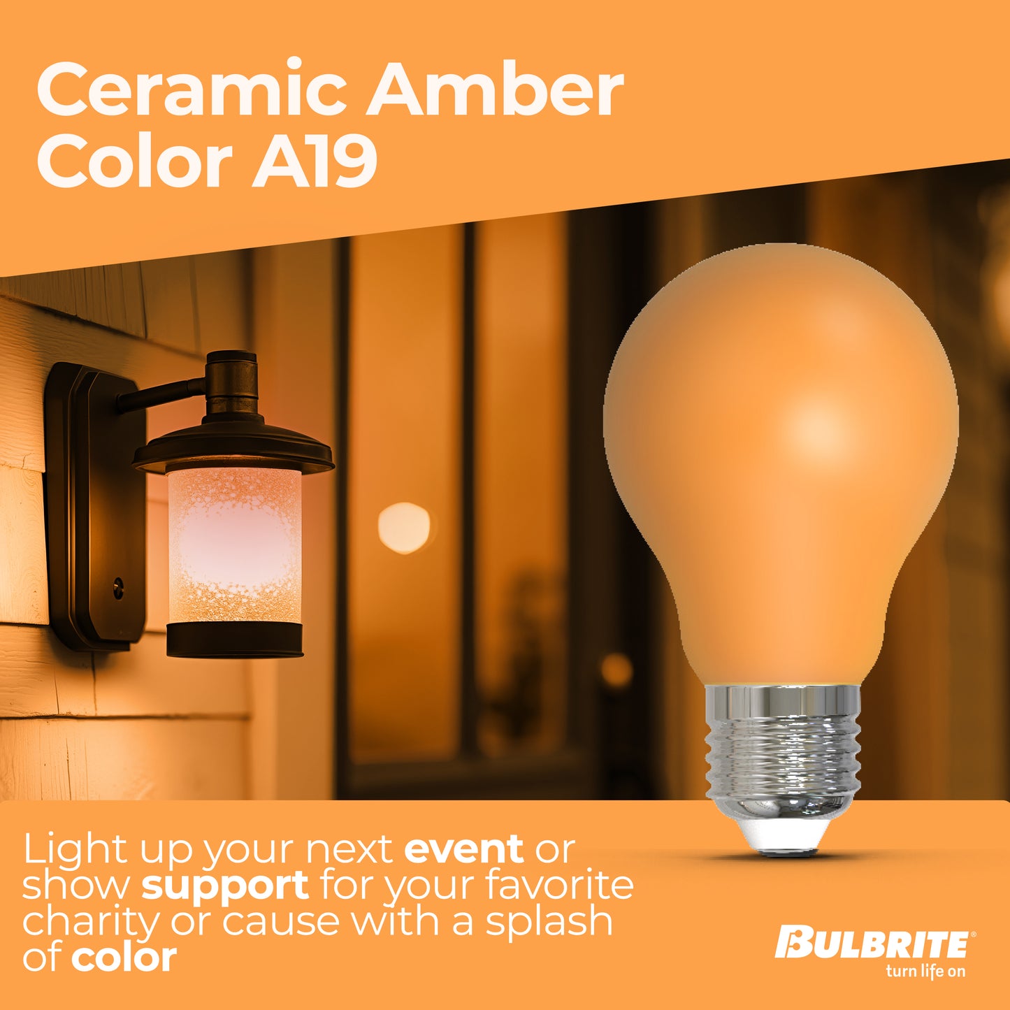 Bulbrite 776106 25-Watt Equivalent Ceramic Amber Color A19 Weatherproof Outdoor E26 Medium Base LED Light Bulb