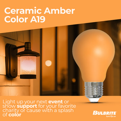Bulbrite 776106 25-Watt Equivalent Ceramic Amber Color A19 Weatherproof Outdoor E26 Medium Base LED Light Bulb