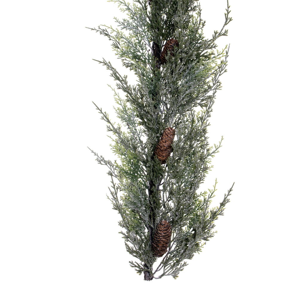Vickerman 6' Artificial Snow Cedar Hanging Garland with Pinecones.