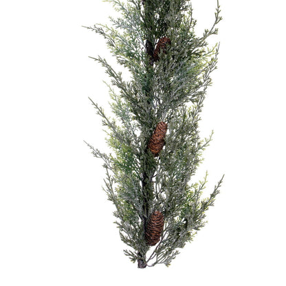 Vickerman 6' Artificial Snow Cedar Hanging Garland with Pinecones.