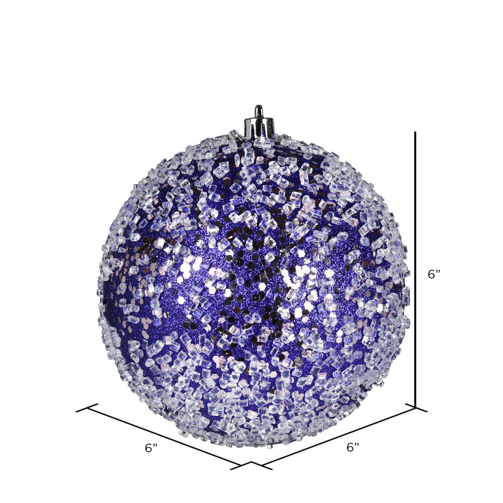 Vickerman 6" Purple Glitter Hail Ball Ornament 4 per Bag