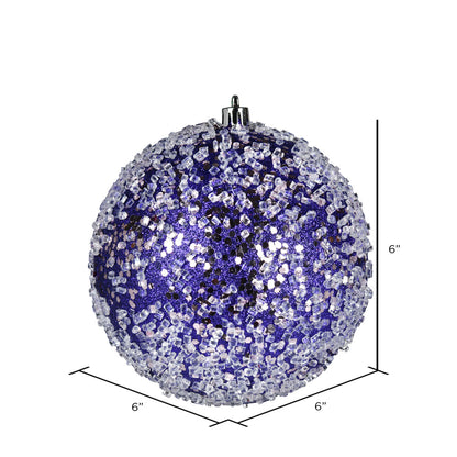 Vickerman 6" Purple Glitter Hail Ball Ornament 4 per Bag