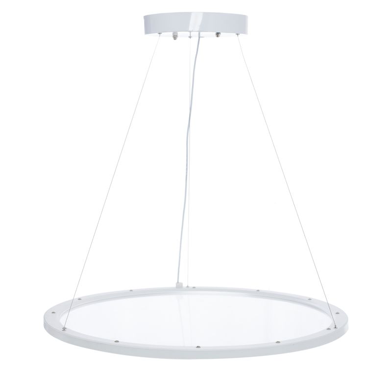 Westgate 23In Architectural Round Suspended Clear Panel 40W MCT 35/40/50K 0-10V , Commercial Indoor Lighting, 40W, 2100 Lumens/2100 Lumens, 3500K/4000K/5000K, White Finish, 0~10V Dimmable