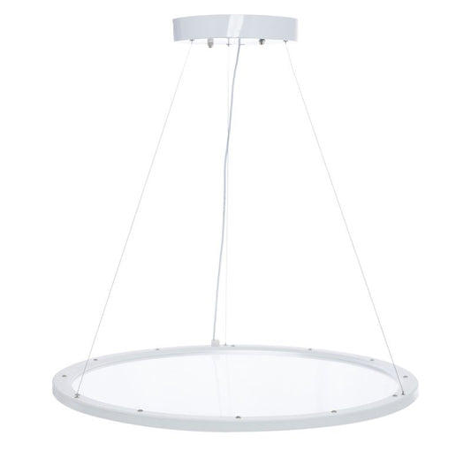 Westgate 23In Architectural Round Suspended Clear Panel 40W MCT 35/40/50K 0-10V , Commercial Indoor Lighting, 40W, 2100 Lumens/2100 Lumens, 3500K/4000K/5000K, White Finish, 0~10V Dimmable