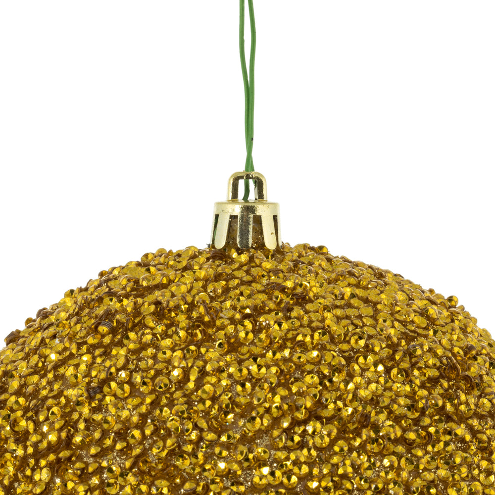 Vickerman 4.75" Gold Beaded Ball Ornament 6 per Bag