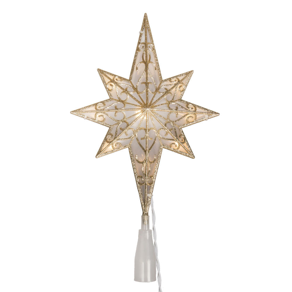 Vickerman 10 Light x 14.5" LED Gold 8 Point Bethlehem Star Tree Top Warm White LED Mini Lights.