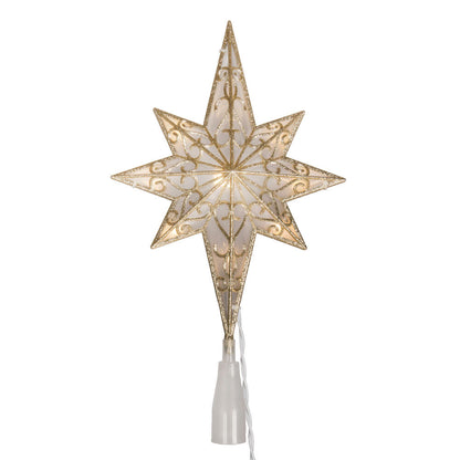 Vickerman 10 Light x 14.5" LED Gold 8 Point Bethlehem Star Tree Top Warm White LED Mini Lights.