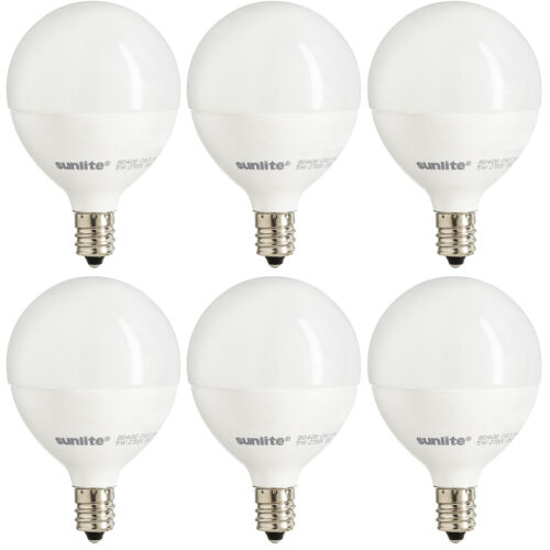 Sunlite 40306-SU Led G16.5 Globe 7W (60W Equivalent) Bathroom Vanity E12 Candelabra Frost Dimmable Light Bulb, (6 Pack), Frosted