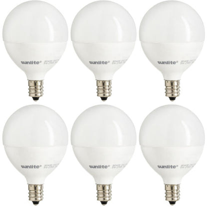 Sunlite 40306-SU Led G16.5 Globe 7W (60W Equivalent) Bathroom Vanity E12 Candelabra Frost Dimmable Light Bulb, (6 Pack), Frosted