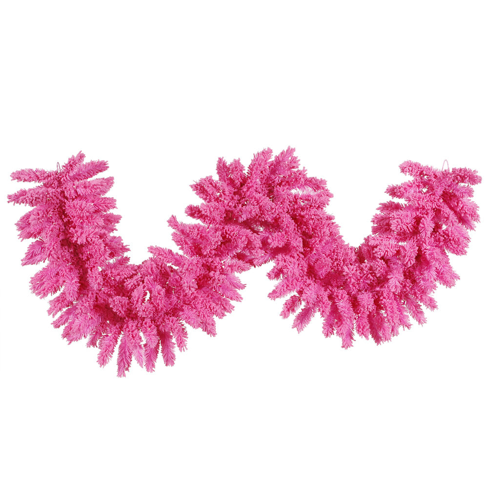 Vickerman 9' Flocked Pink Fir Artificial Christmas Garland Unlit
