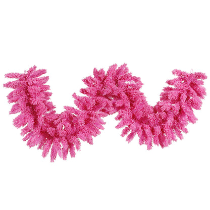 Vickerman 9' Flocked Pink Fir Artificial Christmas Garland Unlit