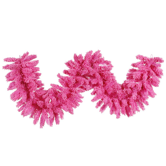 Vickerman 9' Flocked Pink Fir Artificial Christmas Garland Unlit