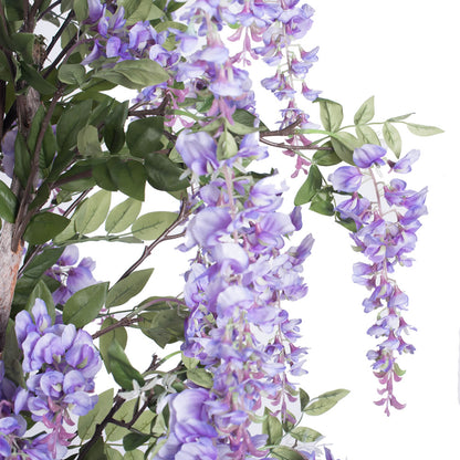 Vickerman 7' Artificial Purple Wisteria Tree in Black Planters Pot.