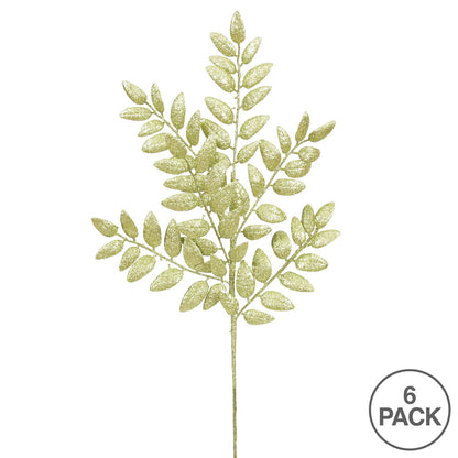 Vickerman 22" Lime Glitter Honey Locust Artificial Christmas Spray. Includes 6 sprays per pack.