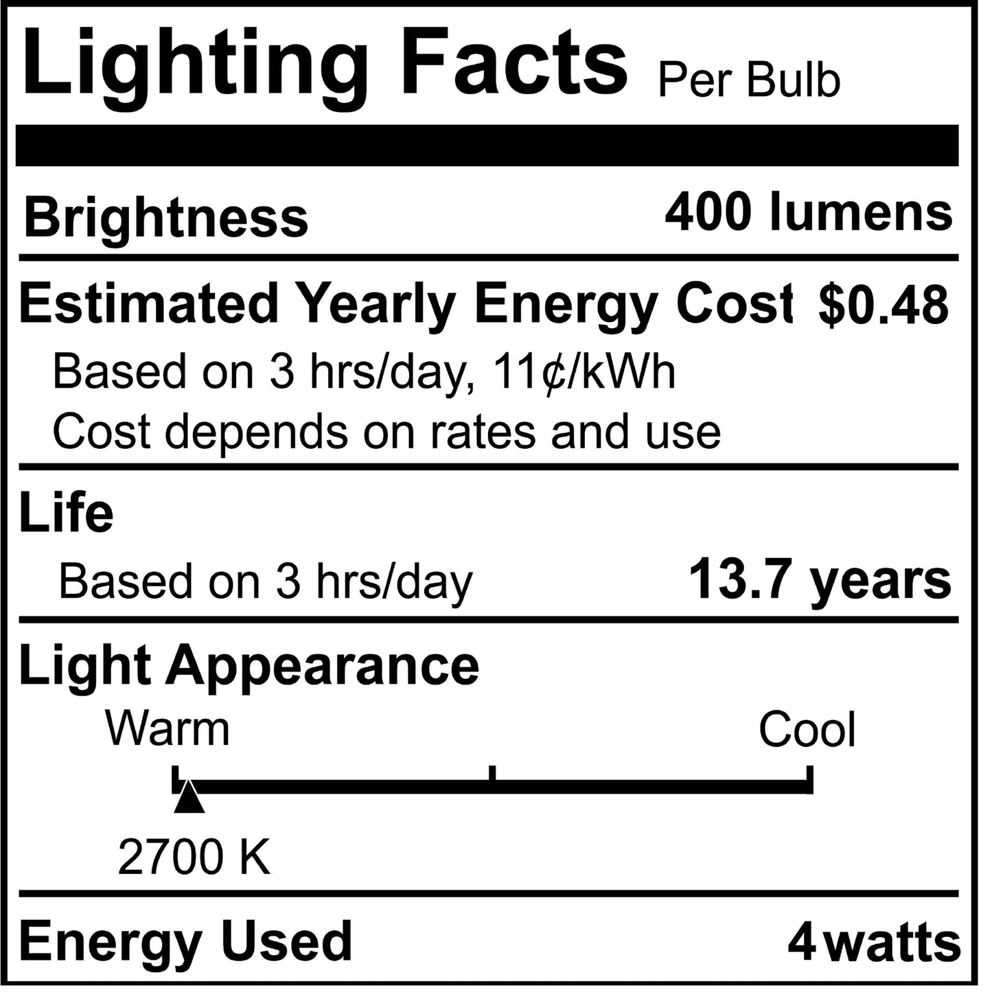 Bulbrite 862053 LED Filament Pack of (4) 4 Watt Dimmable A15 Light Bulb with Clear Glass Finish and Candelabra (E12) Base - 2700K (Warm White Light), 400 Lumens
