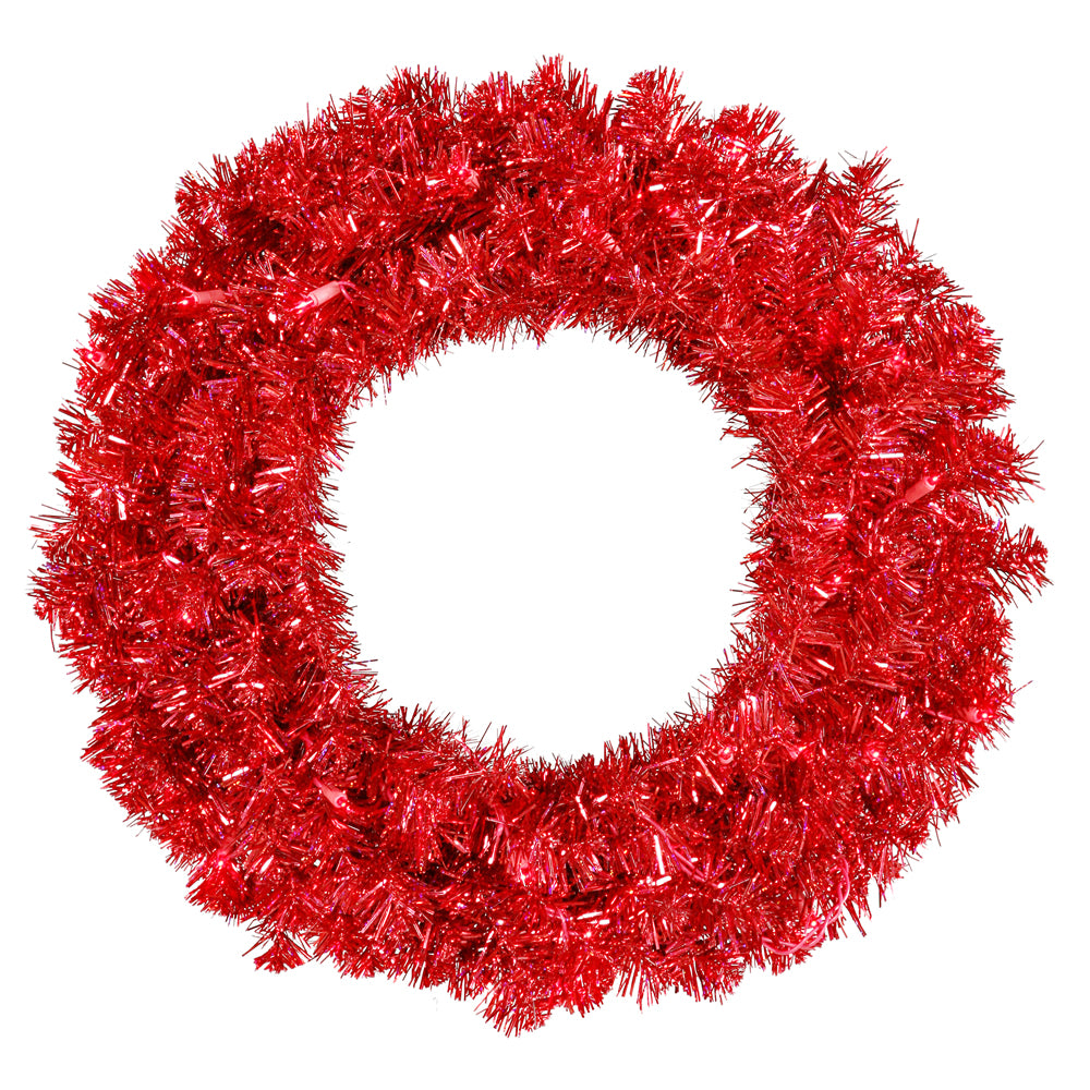 Vickerman 24“ Red Artificial Christmas Wreath Red Dura-lit Incandescent Mini Lights