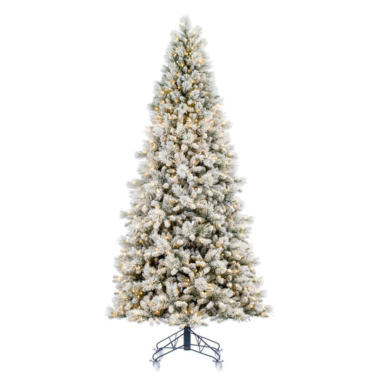 Vickerman 12' x 64" Flocked Jackson Pine Artificial Pre-Lit Christmas Tree Warm White Lights