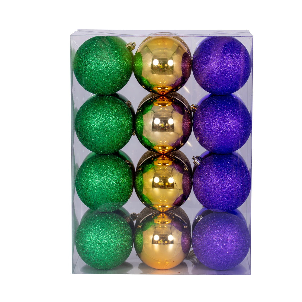 Vickerman 3" Green Copper-Gold and Purple Ornament Assortment 24 per box.