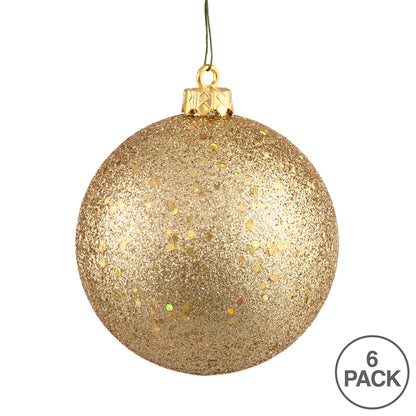 Vickerman 4" Gold Sequin Ball Ornament 6 per Bag