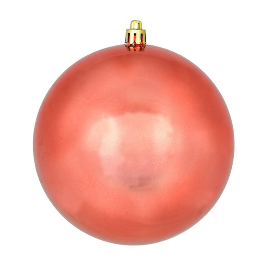 Vickerman 4" Coral Shiny Ball Ornament 6 per Bag