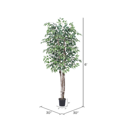 Vickerman 6' Artificial Variegated Deluxe Black Plastic Pot