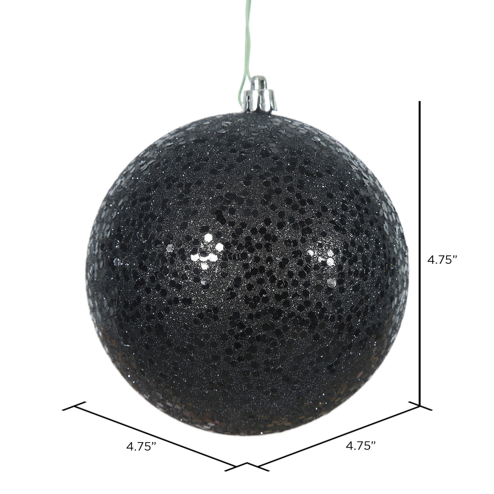 Vickerman 4.75" Black Sequin Ball Ornament 4 per Bag