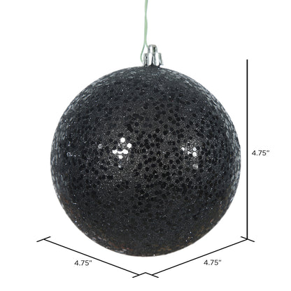 Vickerman 4.75" Black Sequin Ball Ornament 4 per Bag