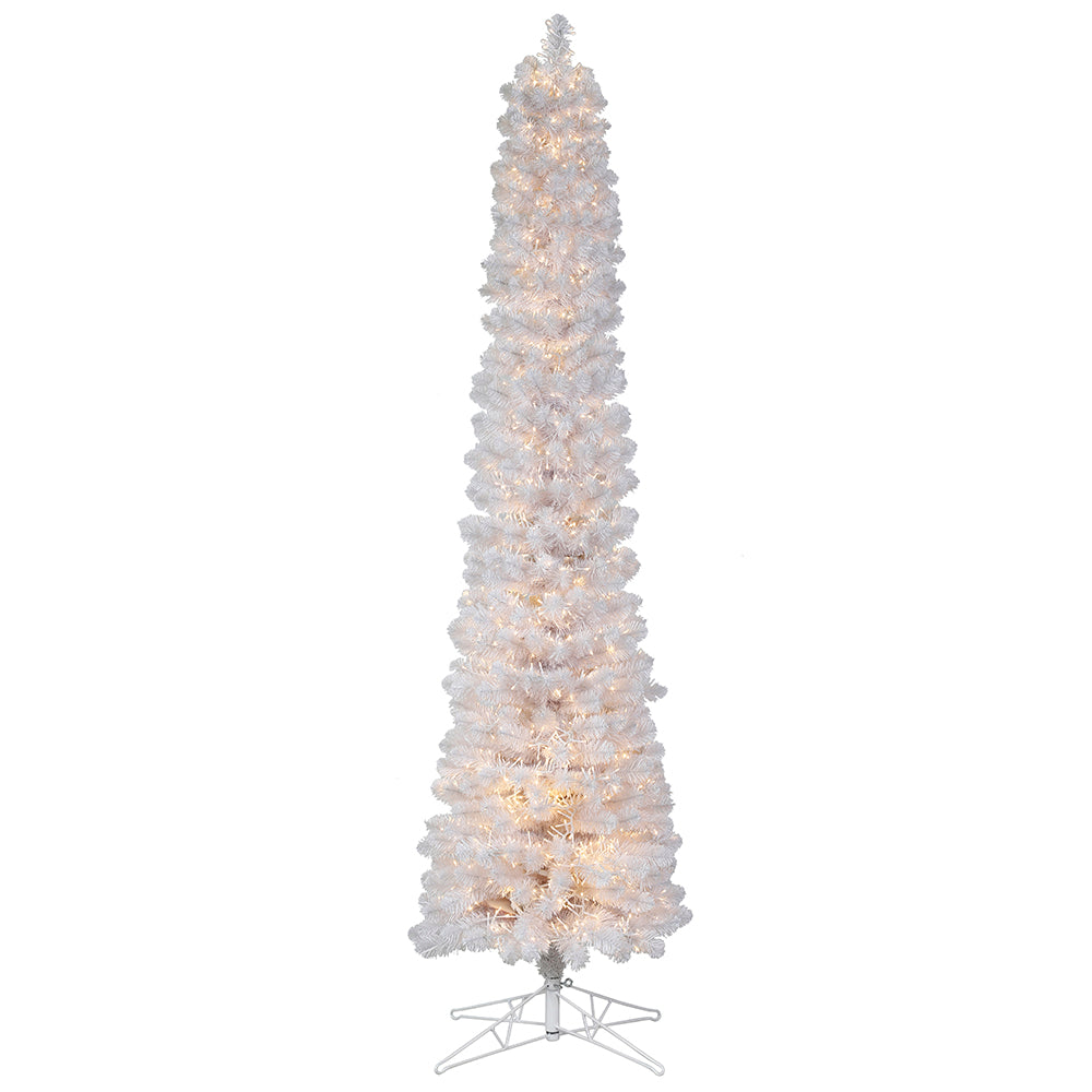Vickerman 12' x 32" White Pencil Artificial Christmas Tree Warm White 8 function 3MM LED Lights