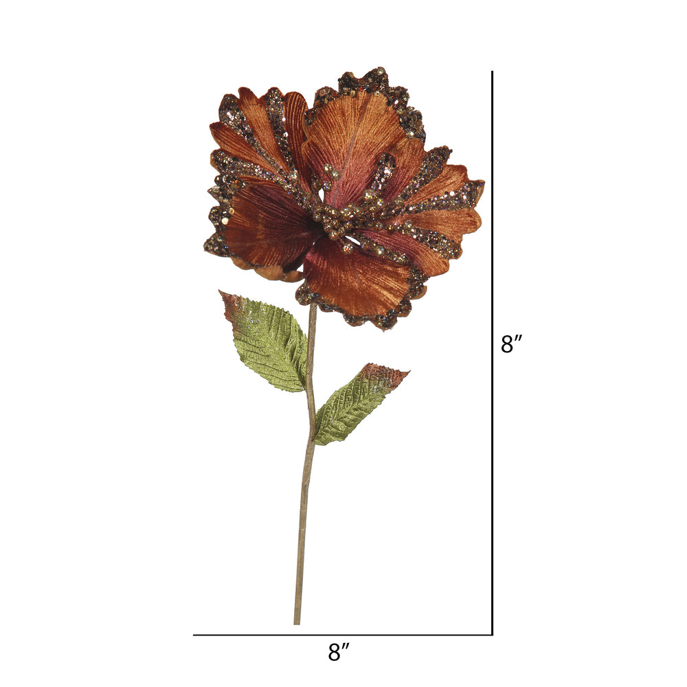 Vickerman 23" Chocolate Hibiscus Artificial Christmas Pick 3 per Bag