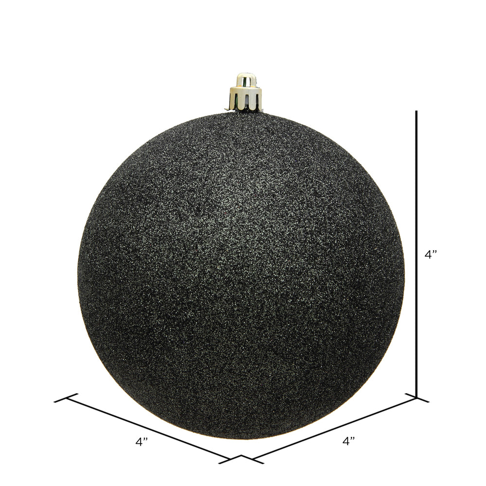 Vickerman 4" Gunmetal Glitter Ball Ornament 6 per Bag