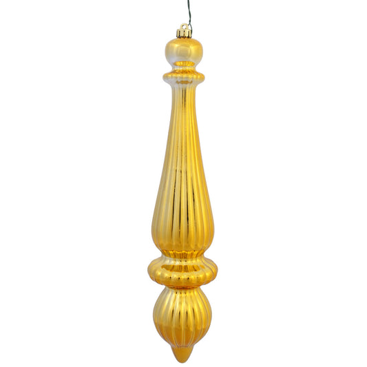Vickerman 14" Honey Gold Shiny Finial Drop Christmas Ornament UV Treated with Drilled and Wired Cap 2 per Bag