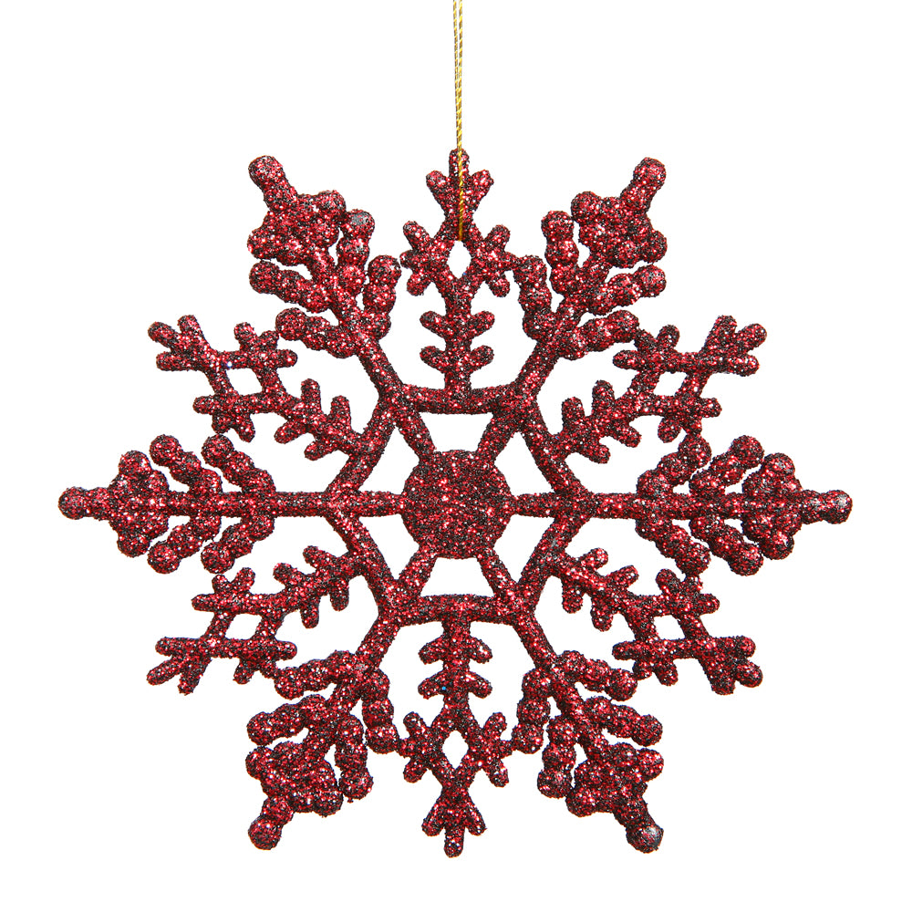 Vickerman 8" Burgundy Glitter Snowflake Christmas Ornament 12 per Box