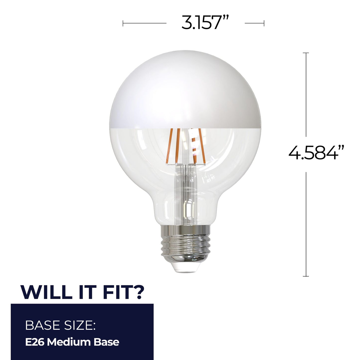 Bulbrite 862067 LED Filament Pack of (2) 5 Watt Dimmable G25 Light Bulb with Half White Glass Finish and Medium (E26) Base - 2700K (Warm White Light), 400 Lumens