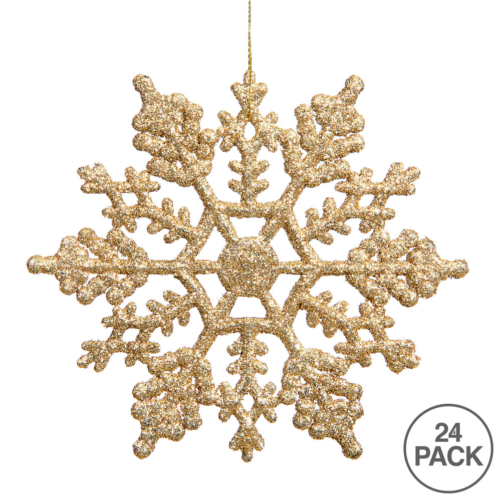 Vickerman 4" Gold Glitter Snowflake Christmas Ornament 24 per Box